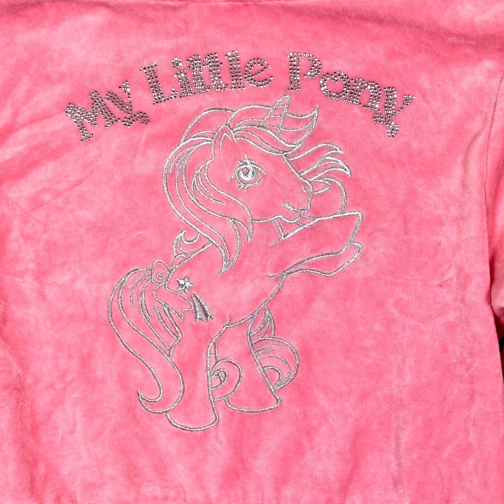 Dolls Kill My Little Pony Velour Cropped Track Jacket Women's M Pink Rhinestone - Picture 10 of 14